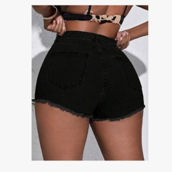 SOLY HUX Women's Plus Size Ripped Denim Shorts - Picture 4 of 6